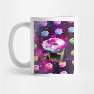 Space Sloth Riding Rainbow Donut Mug